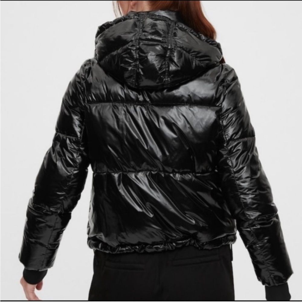 GAP Black Big Puff Cropped Puffer Jacket Women’s XL Hooded Coat - Picture 3 of 15